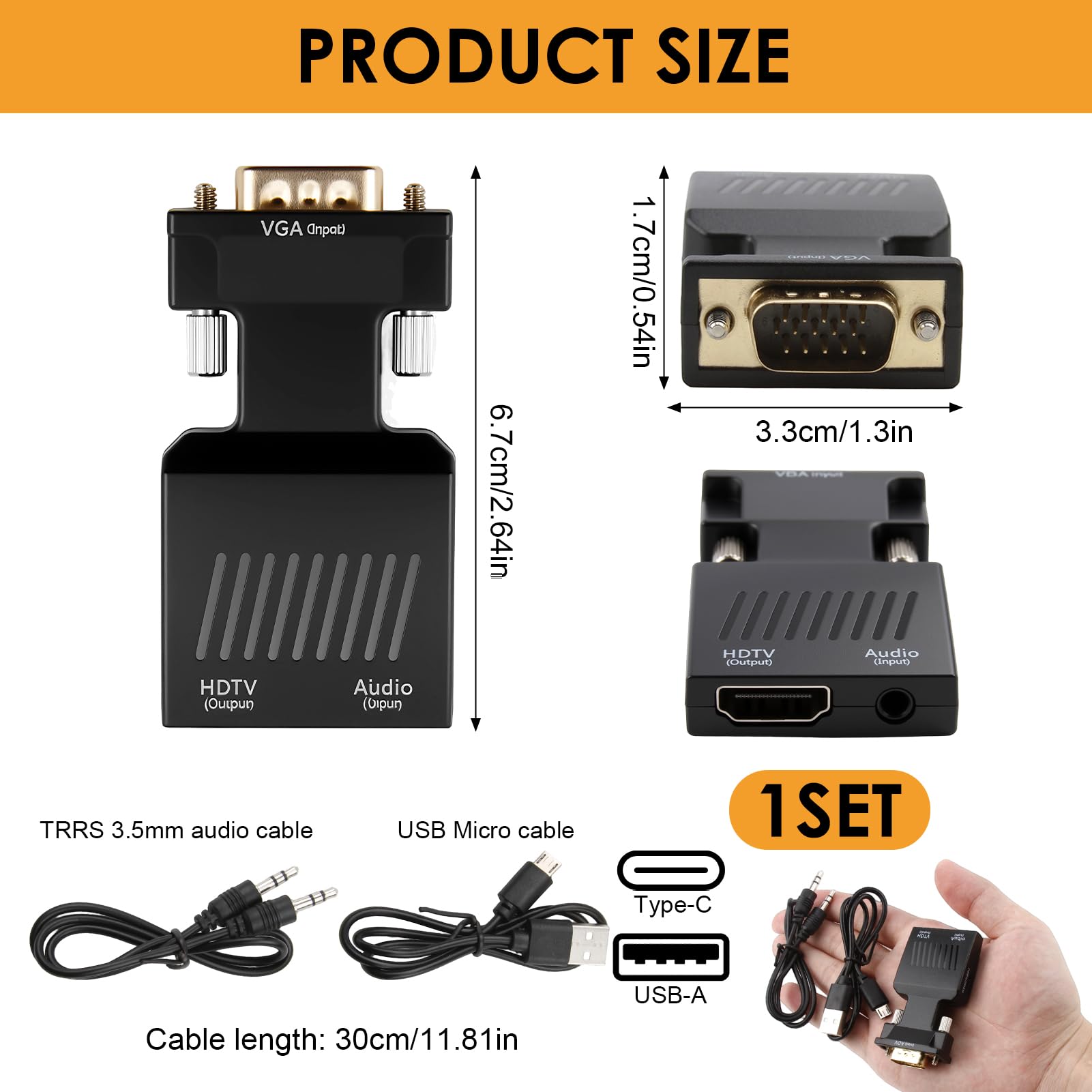 Cavo Adattatore Convertitore VGA Maschio A HDMI Femmina Uscita 1080P HD Tv Av Hdtv 80233966 - Foto 4