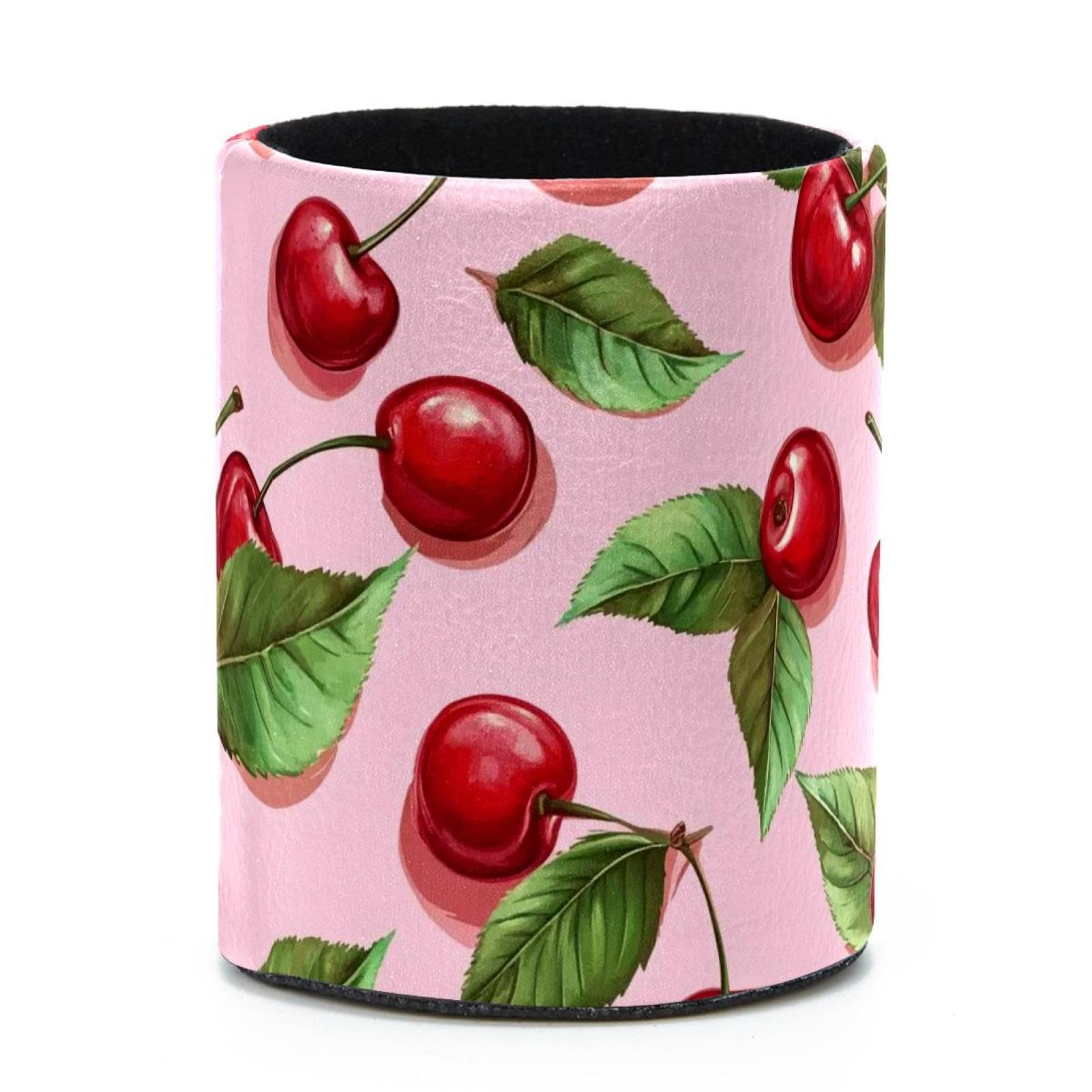 VAPOKF Round Pencil Holders for Desk, Delicious Cherry Pen Holders Pen Pot Makeup Brushes Storage Desktop Stationery Supplies Organiser for Home Office