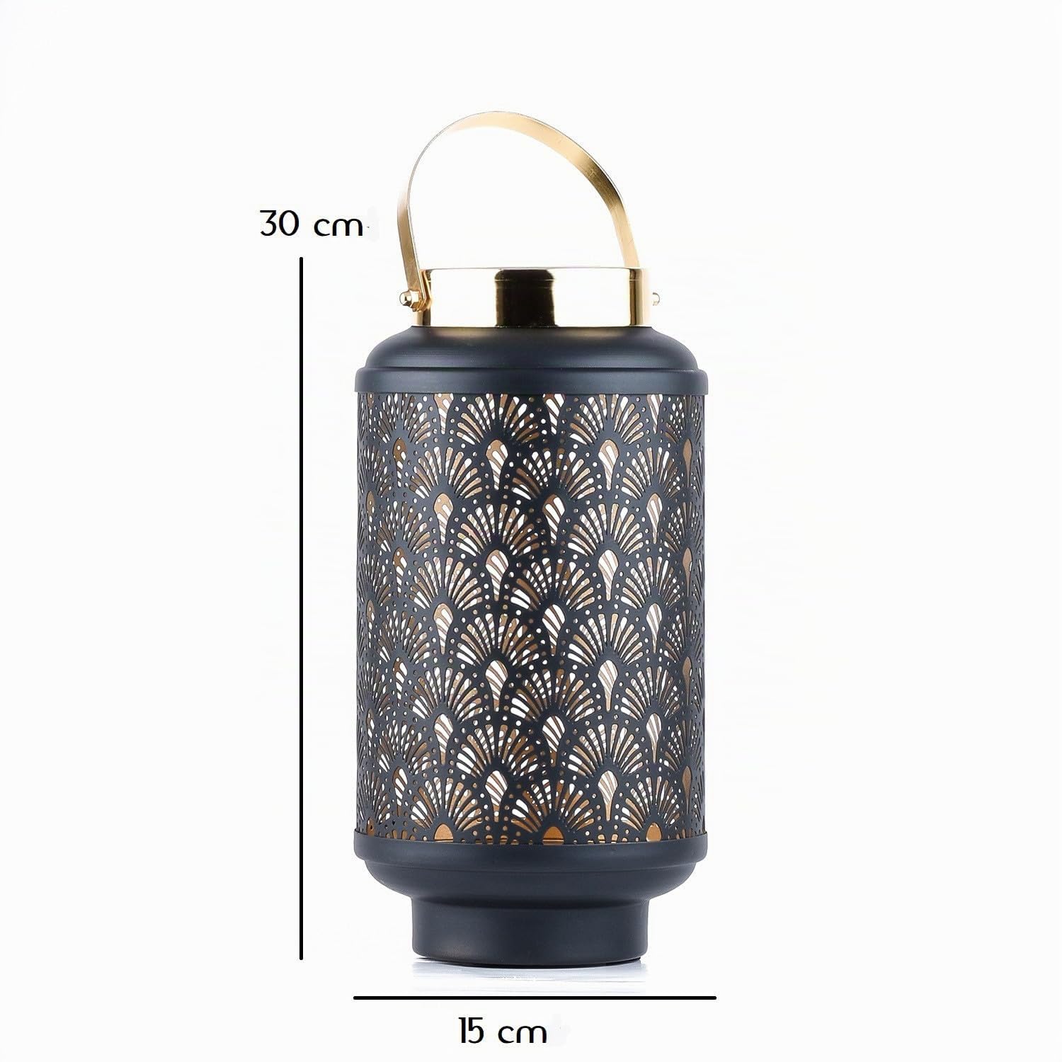 2er Set Orientalische Gartenlaterne Braga aus Metall in Schwarz 44 cm