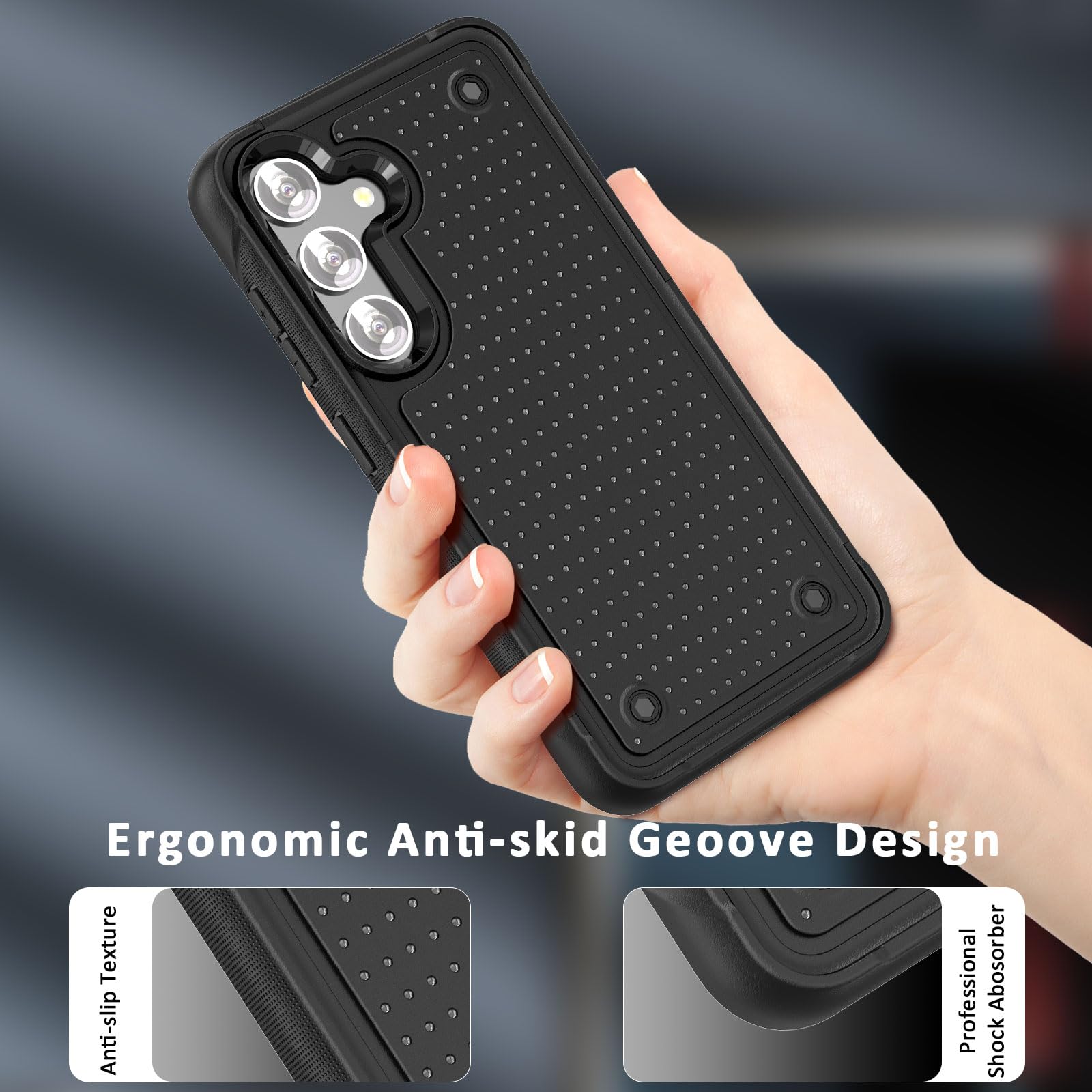 Coque pour Samsung Galaxy S24+/S24 Plus Cover,Antidérapant Antichoc Protection S24+Plus Étui,Arrière Rigide Coque pour Samsung Galaxy S24+/S24 Plus 6.7'' Noir