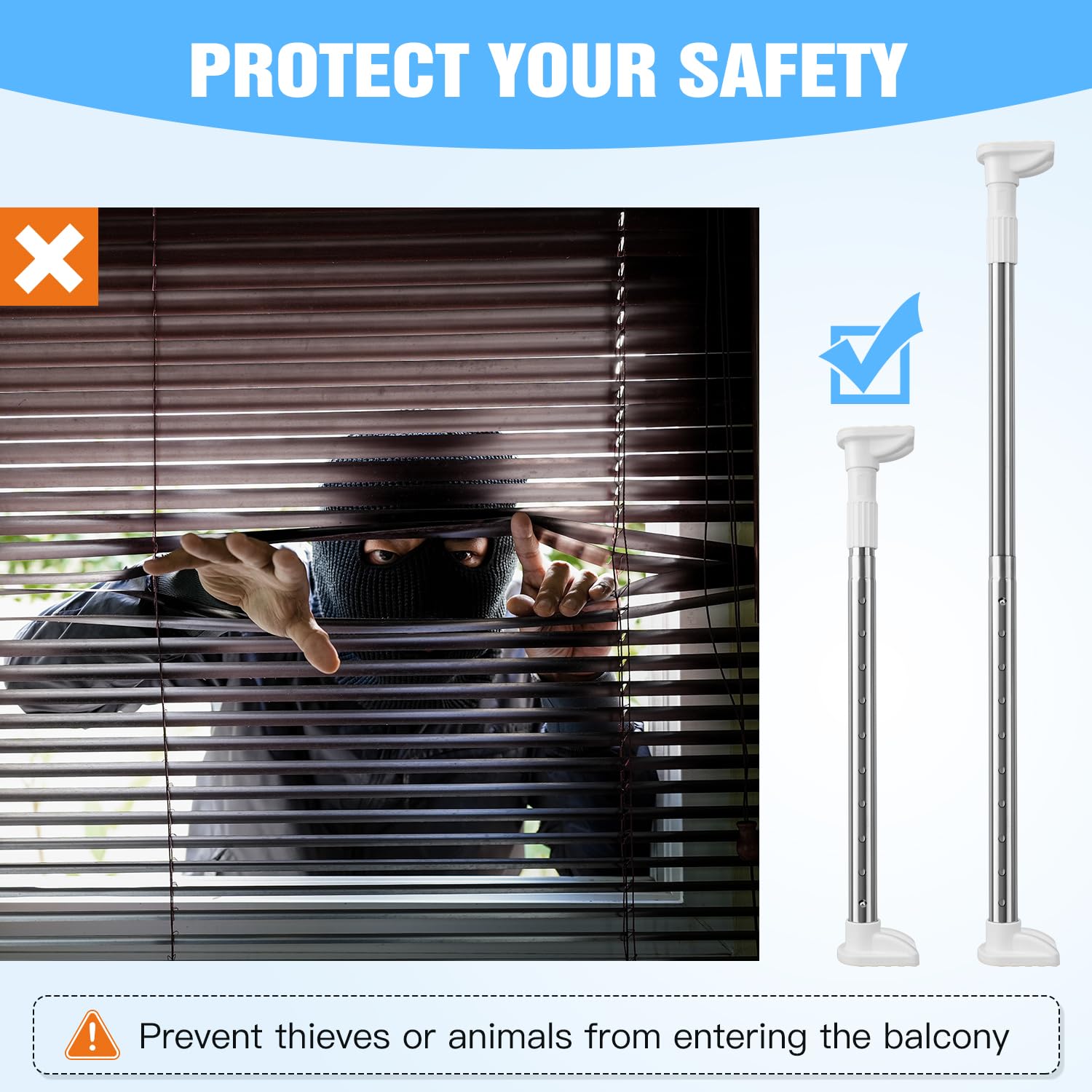 Cerraduras de ventana para ventanas arriba y abajo, para privacidad y seguridad, ajustables de 18 a 30 pulgadas, barras de seguridad para ventanas, cerraduras de ventana, barras de seguridad para