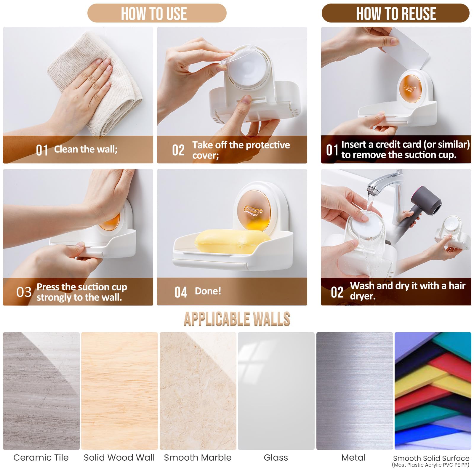 Portasapone A Ventosa TAILI Senza Trapano - Supporto Fino A 5 Kg Per Doccia E Cucina - Foto 11