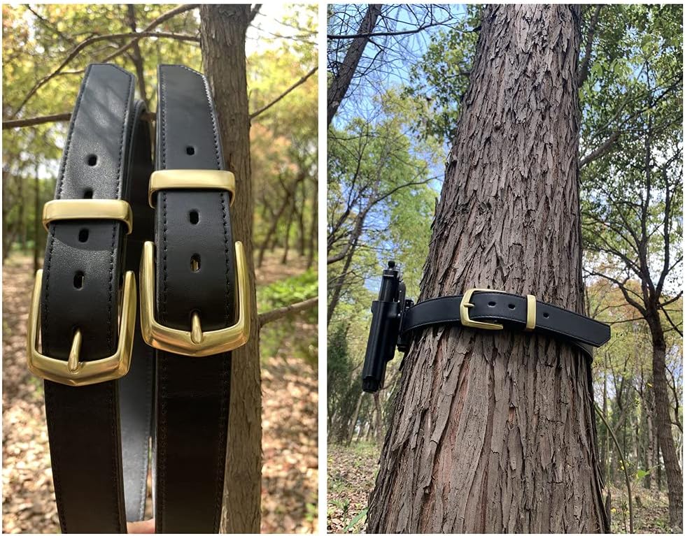 Leather Gun Belt with Steel Core, Gun Belts for Men, Tactical Concealed Carry Belt CCW Black 38 inch