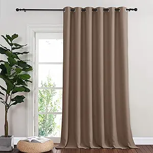 NICETOWN Blackout Curtains & Drapes - Privacy Thermal Efficiency Backdrop Curtains for Bedroom Room Divider Living Room Patio Sliding Glass Door, Wide 80 x Long 144 inch, Cappuccino, 1 Panel