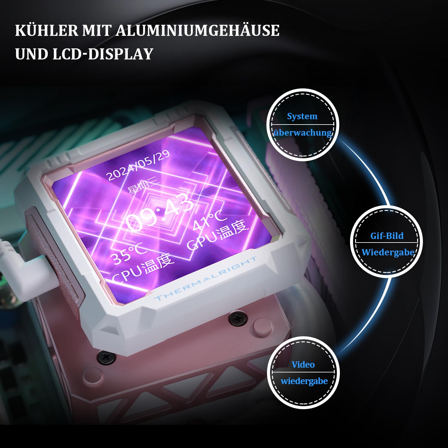 Thermalright FW PRO 360 ARGB MEW CPU AIO, schermo LCD IPS con risoluzione 320 x 320, per AM5 & Intel 1700/1851, ad alte prestazioni 360 specs raffreddato ad acqua con display rimovibile