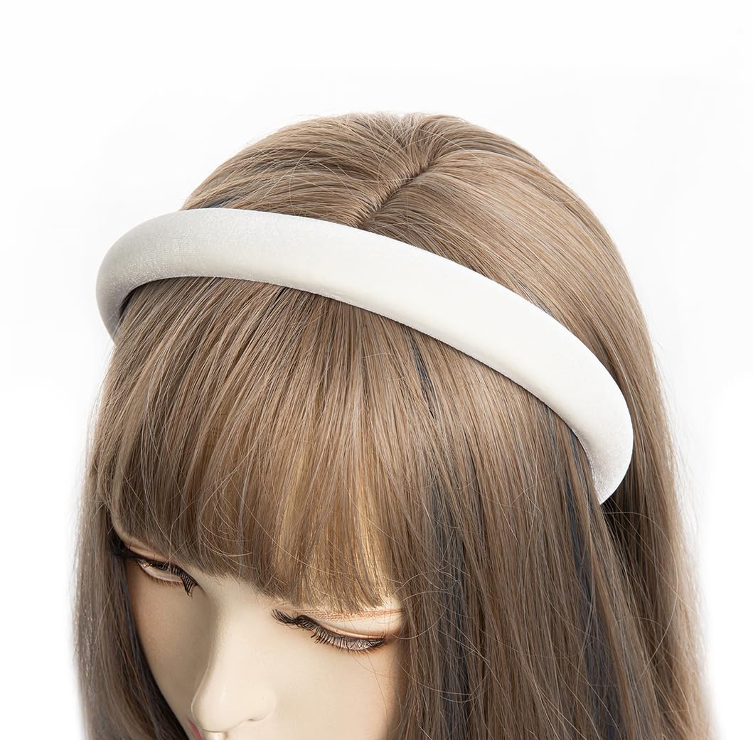 axy HRK10 Padded Velvet Headband Beautiful Women's Headband Hair Accessories Hair Band (White)