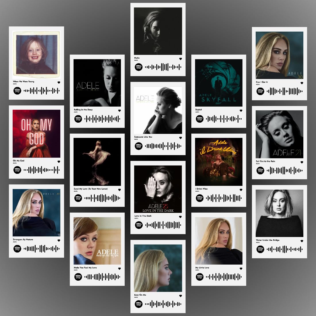 INDOART NET - Adele Photocards | Adele Songs Mini Poster Kit (Set of 16) | Adele's 19, 21, Hello and more Photocards Size (8 x 6 cm) Posters for Phone Accessories, Bedroom, Office, room decoration