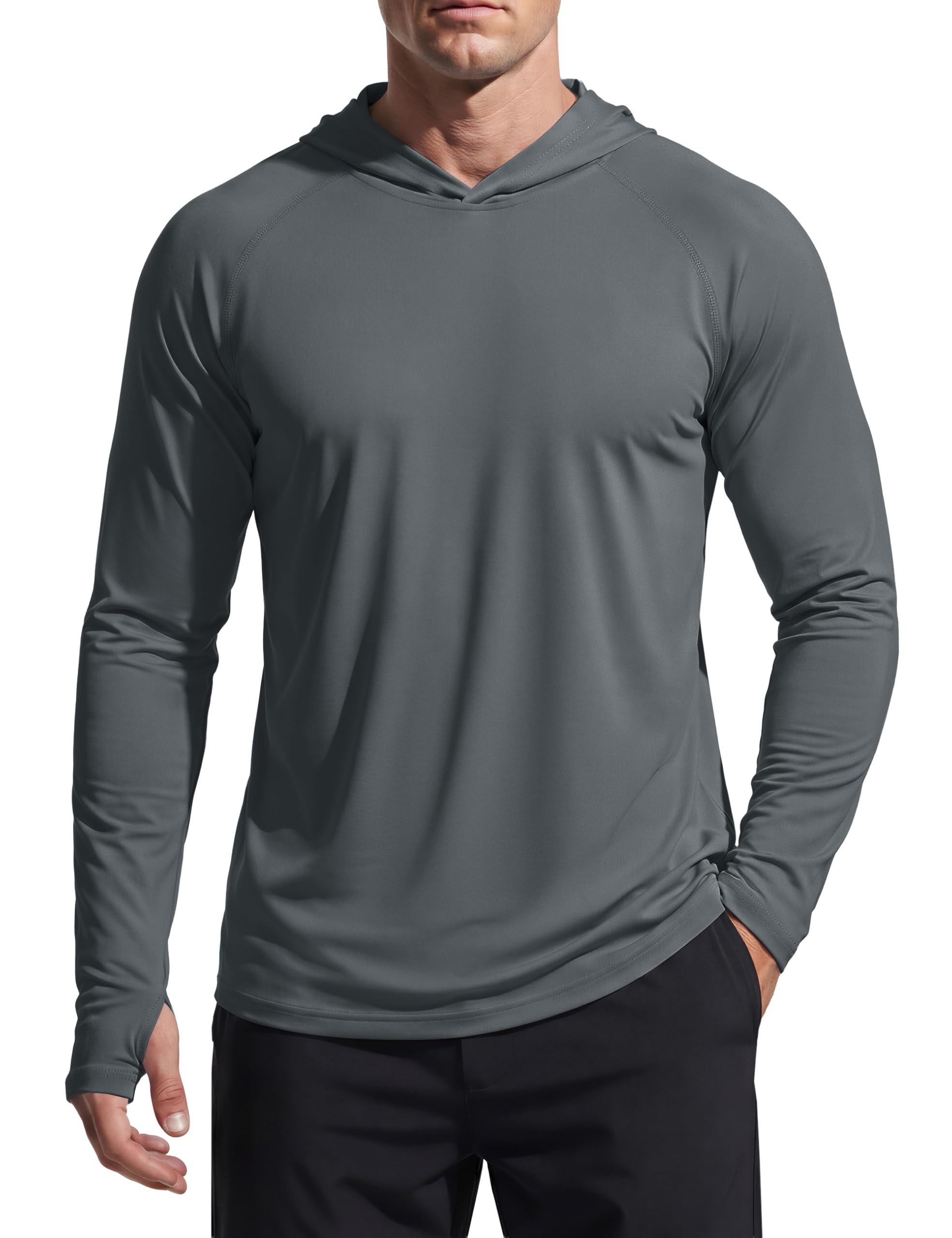 TACVASEN Herren UV-Schutz Hoodie Kapuzenpullover UPF 50+ Langarm Shirt mit Daumenloch