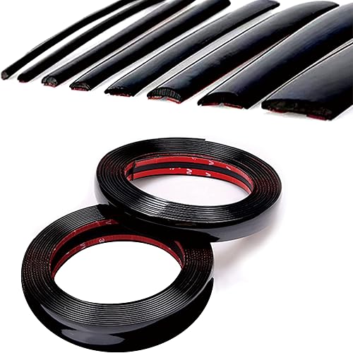 Tira decorativa universal para exteriores e interiores de automóvil, 16 pies, color negro brillante, para parachoques y puertas, a prueba de