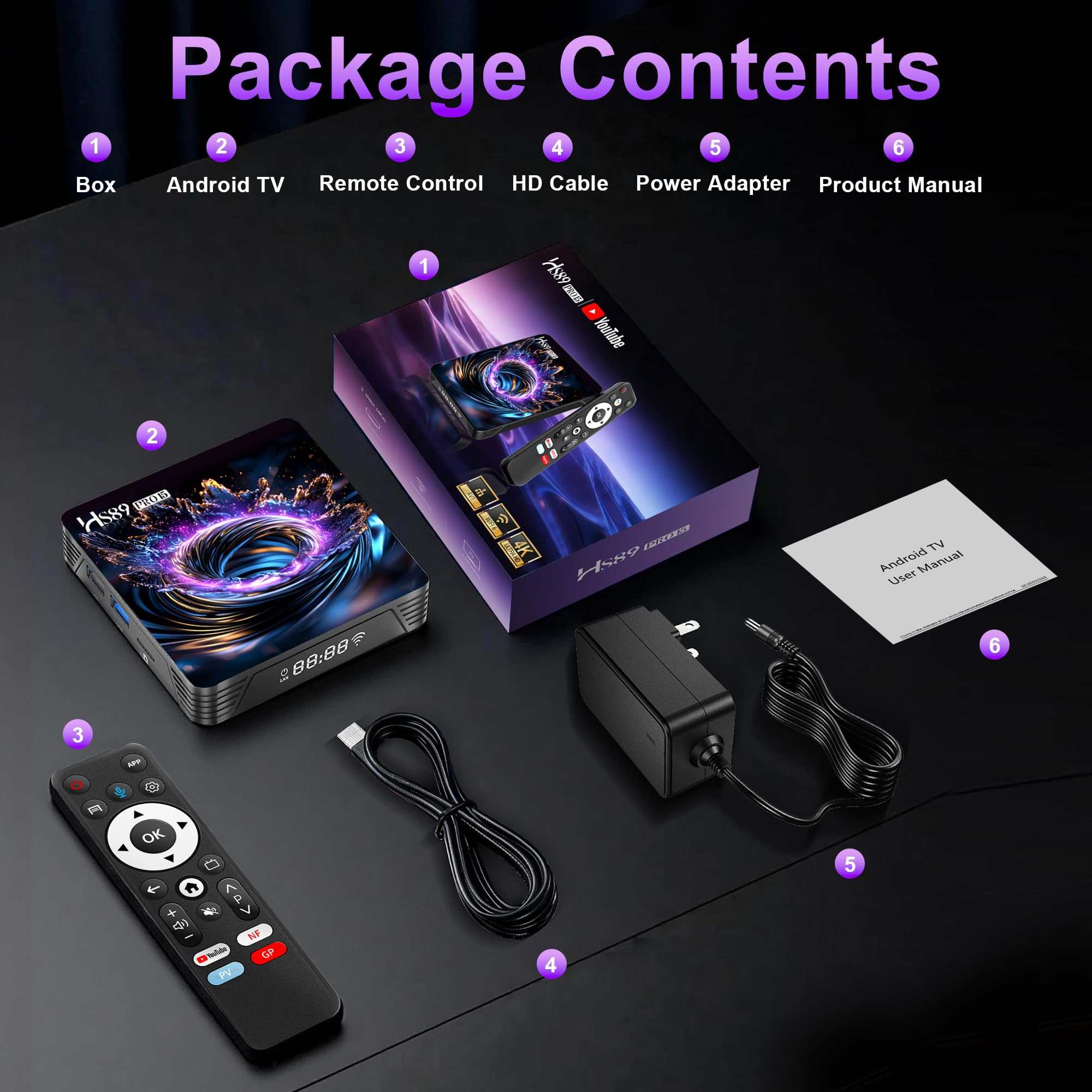 Android 14.0 TV Box, Smart TV Box with RK3539 Quad-Core 64bit Cortex-A55 Mali-G310 GPU, 2G RAM 16G ROM BT V5.4 10/100M Ethernet 4K HD 2.4G/5G Dual-Band WiFi