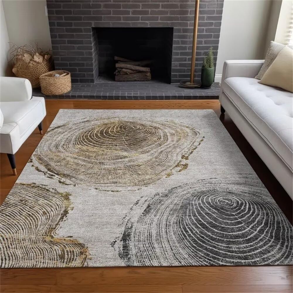 Tapis gamer sol gris avec motif de cercle pour le salon