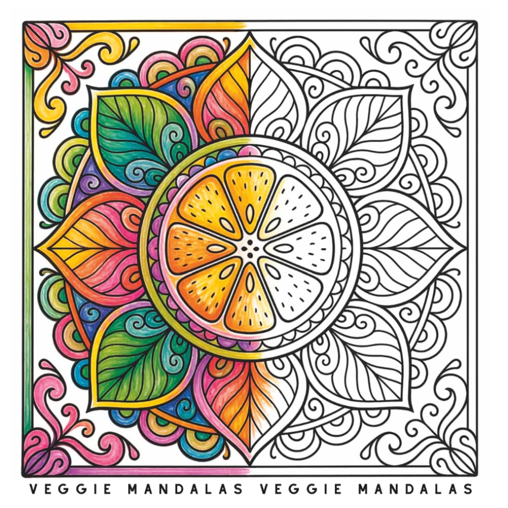 Veggie Mandalas: Fruit, Vegetable and Mushroom Coloring Book