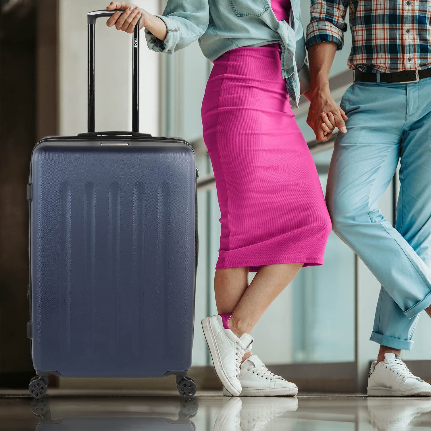 SKPAT - Duże walizki podróżne 23 kg - Duża sztywna walizka podróżna 4 koła - Duże walizki podróżne ABS Odporne - Walizka podróżna 65cm Walizki podróżne Kłódka kombinowana TSA, Niebieski