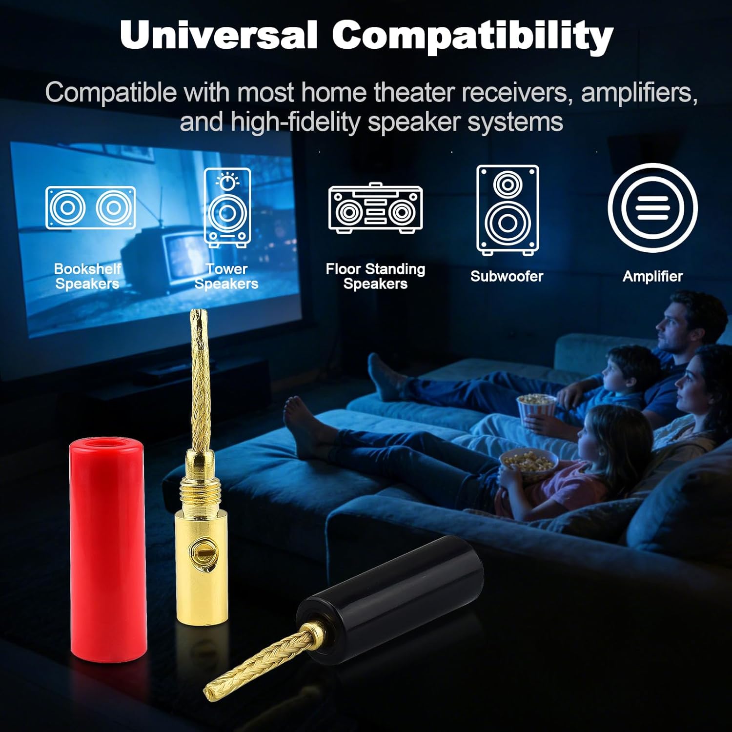 Flex Pin Banana Plugs for Speaker Wire 5 Pairs, Speaker wire Connector Pin Plug Type, 24K Gold Plated Insulated for Spring-Loaded Banana Jack speaker Terminals ,Support 12 AWG to 20 AWG Wires… - Image 3