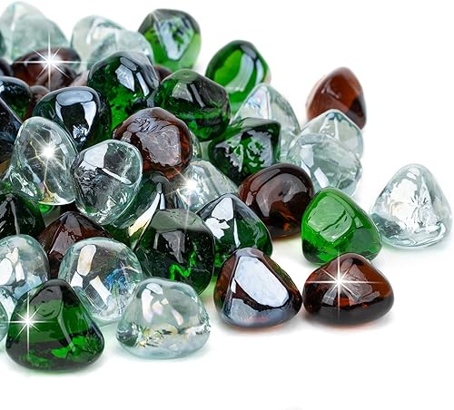 Miniatura 7 de Mr. Fireglass 10 libras de diamantes de vidrio ignífugo mezclado para chimenea, cuenco de fuego y paisajismo - 2,54 cm de alto, piedras de fuego