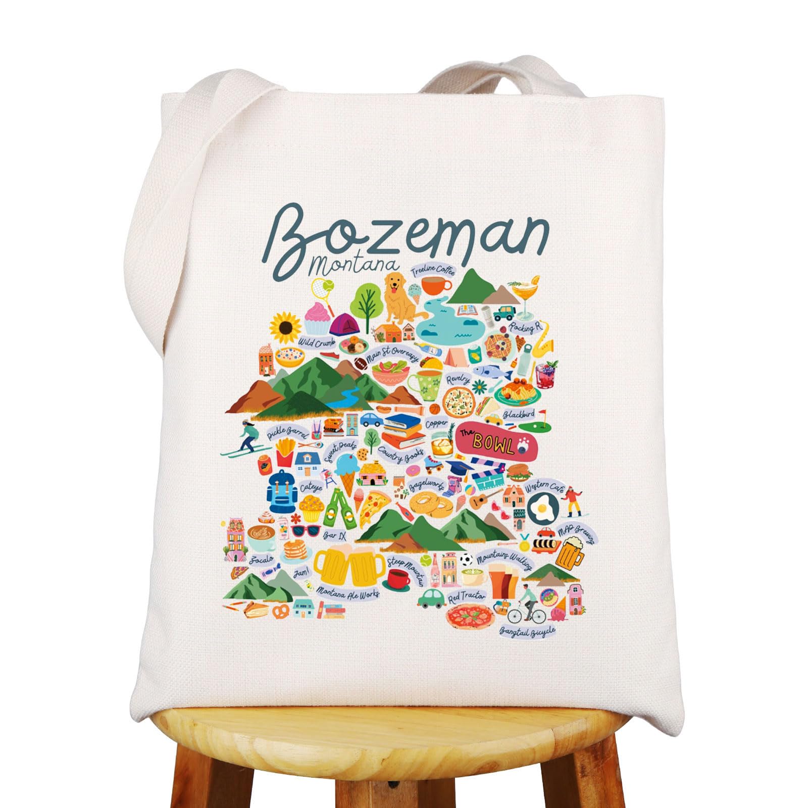 WZMPABozeman Montana Tote Bag Bozeman Themed Gift Bozeman Hot Springs Reusable Handbag For Bozeman Traveler
