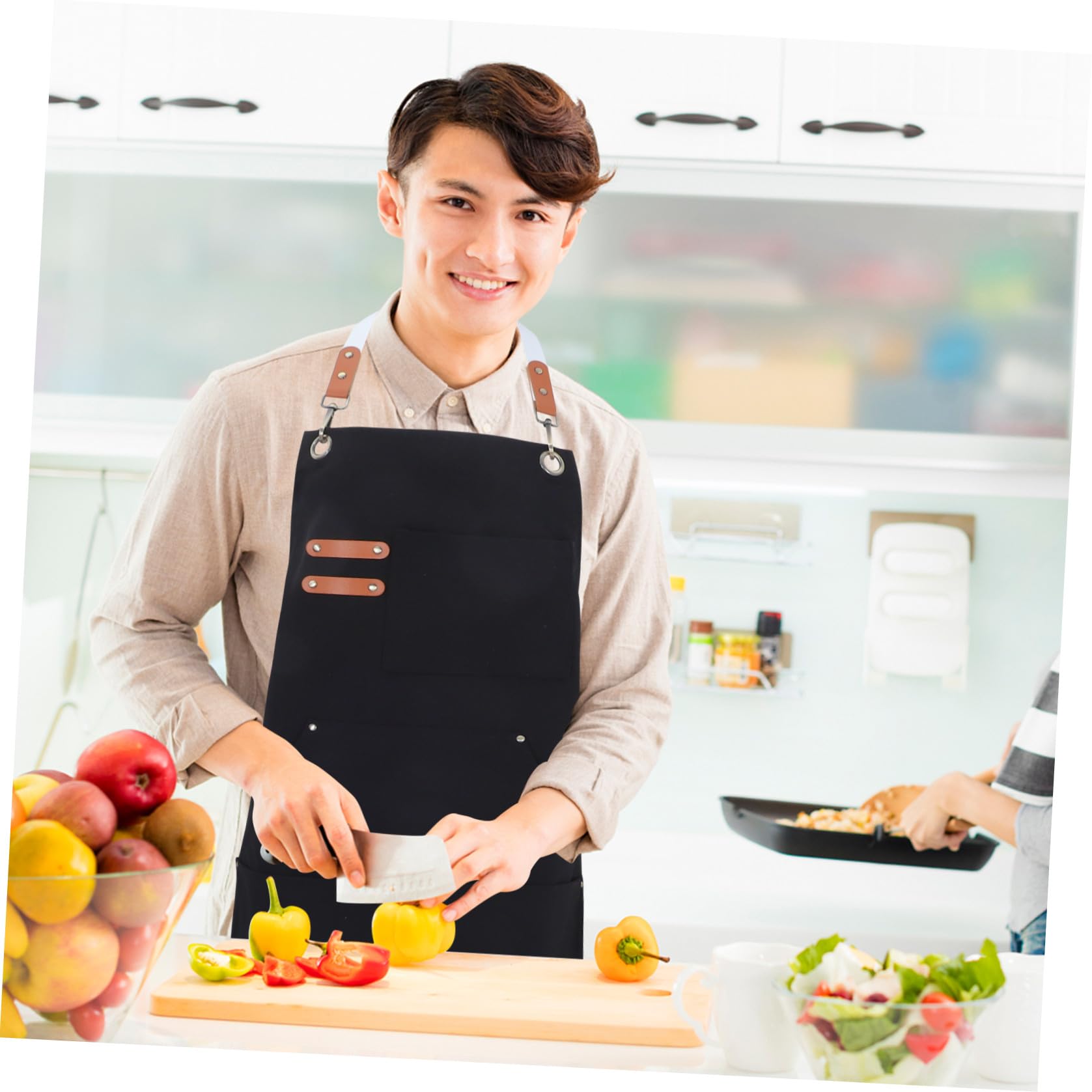 VALICLUD Grembiule da Lavoro Uomo in Tela Spessa con Tasche, Design a Vita, Copertura e Vestibilità Comoda per Barbecue e Attività All'aperto