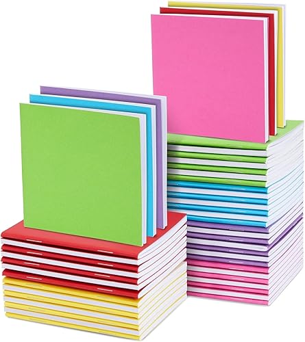 Paper Junkie Paquete de 48 mini libros en blanco coloridos, cuadernos de bolsillo a granel para niños, cuadernos pequeños de 4 x 4 pulgadas para