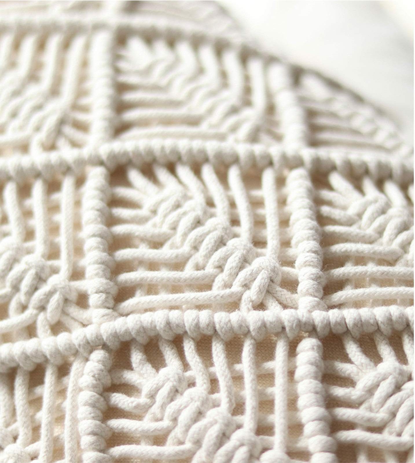 SWECOMZE Boho, federa decorativa per cuscino con nappa in cotone e lino, per divano, camera da letto, soggiorno, auto, ufficio (Style-19)
