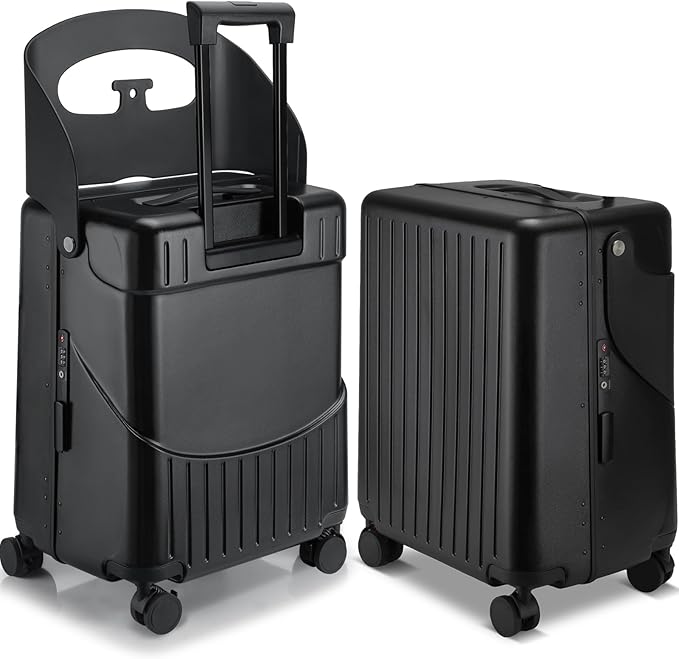 Bulyoou 20 Inch Ride on Luggage with Seat for Kids Expandable Ride on Suitcase with Spinner Wheels and Locks for Travel