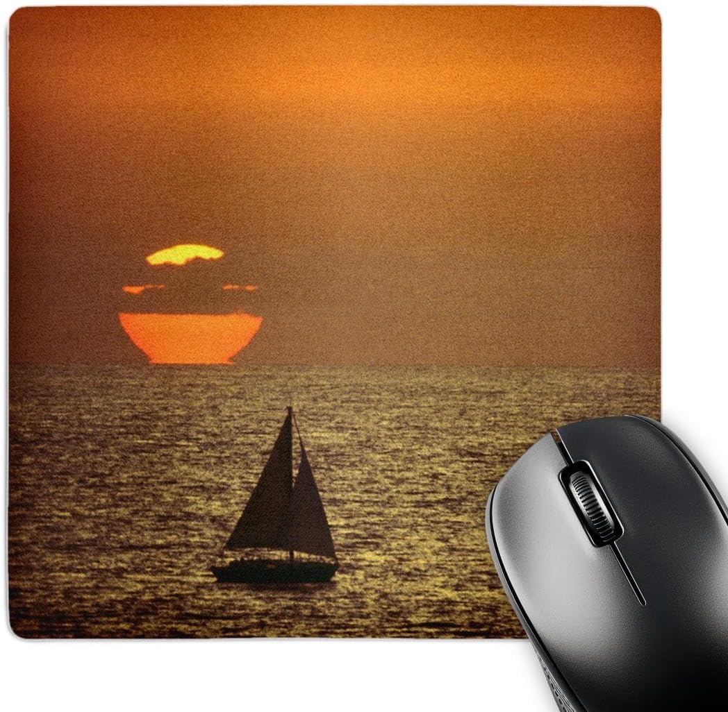 3dRose LLC 8 x 8 x 0.25 Inches A Sailboat At Sunset in California David R Frazier Mouse Pad (mp_88338_1)