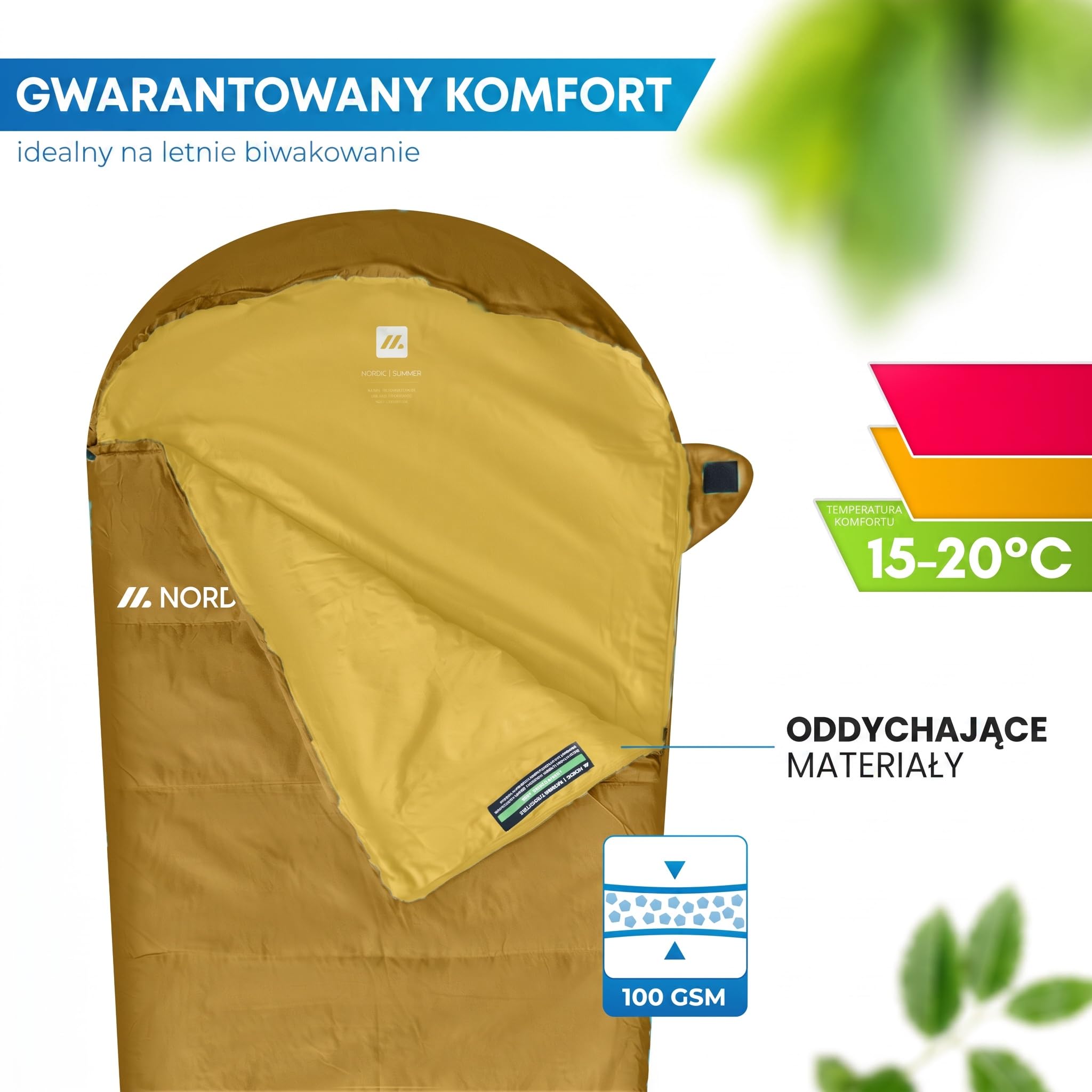 NORDMUT® Śpiwór dla Dorosłych – Mały Rozmiar Pakowania & Ultralekki (900/1500 g) – 3-Sezonowy (250 GSM) & Letni (100 GSM) –Mumia na Camping, Outdoor i Festiwale