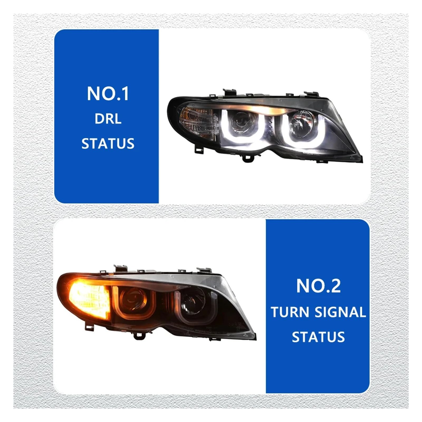Pasuje do B//M//W serii 3 E46 4 drzwi 02-06 w pełni Led DRL reflektor samochodowy montaż sygnału akcesoria samochodowe zmodyfikowana lampa reflektory LED(Low led high halogen)