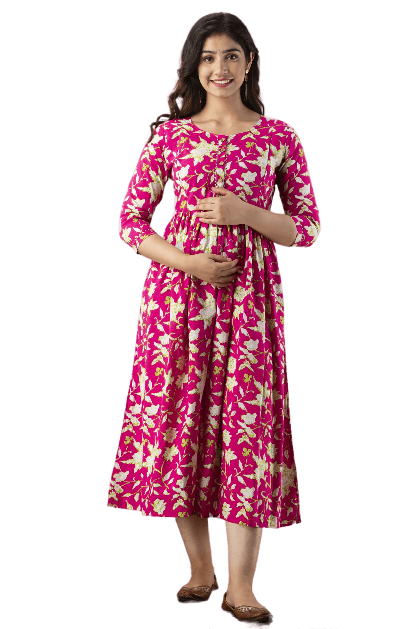 murli kurti Women's Pure Cotton Printed Maternity Gown Maternity wear Feeding Gown A-line Maternity Feeding Dress Maternity Kurti Gown for Women-picture-14