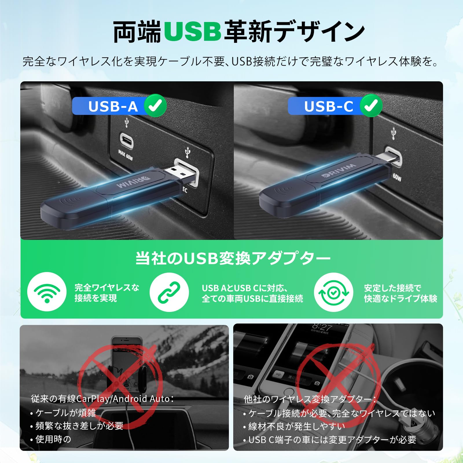 Amazon.co.jp: DRIVIM ワイヤレス CarPlay + ワイヤレス Android Auto