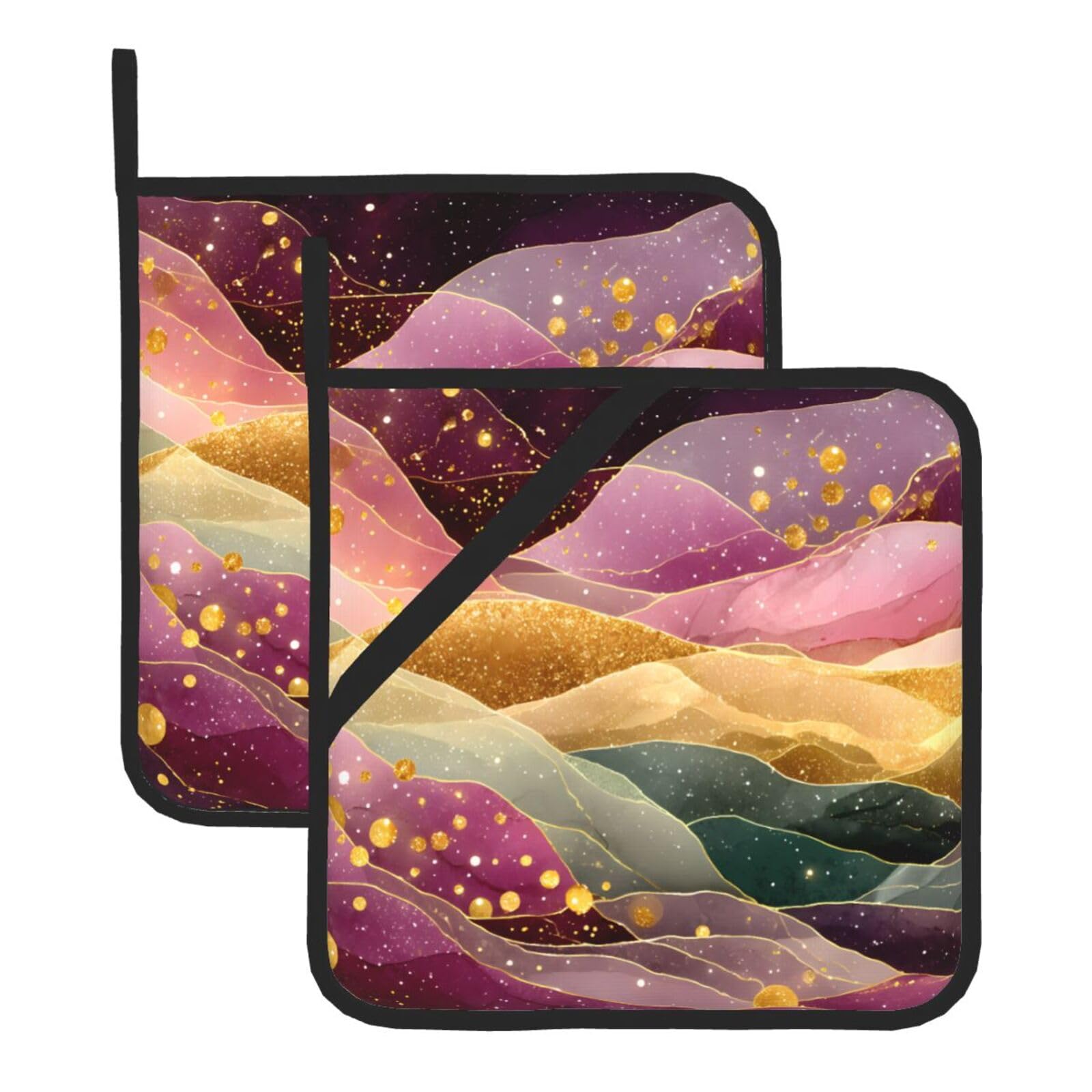 Golden Streaks Square Heat Resistant Trivet Set Thick and Durable for Baking Barbecue Cookware Oven