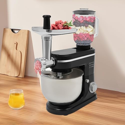 Miniatura 5 de Batidora de pie, procesador de alimentos 3 en 1, mezclador de cocina eléctrico multifuncional con 6 accesorios para la mayoría de los cocineros