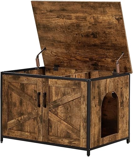 unipaws Caja de arena abierta para gatos, mueble de baño para casa de gatos, para caja de arena grande y jumbo, caja de arena automática oculta,