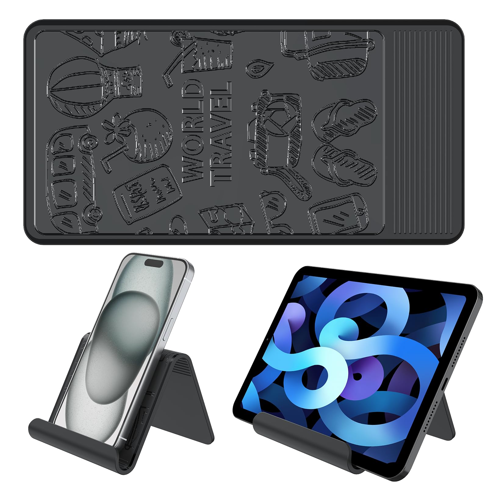 Soporte para teléfono de viaje de avión, soporte flexible para teléfono de viaje, soporte universal para tableta de avión para volar, escritorio, compatible con teléfono, tableta, Kindle (patrón