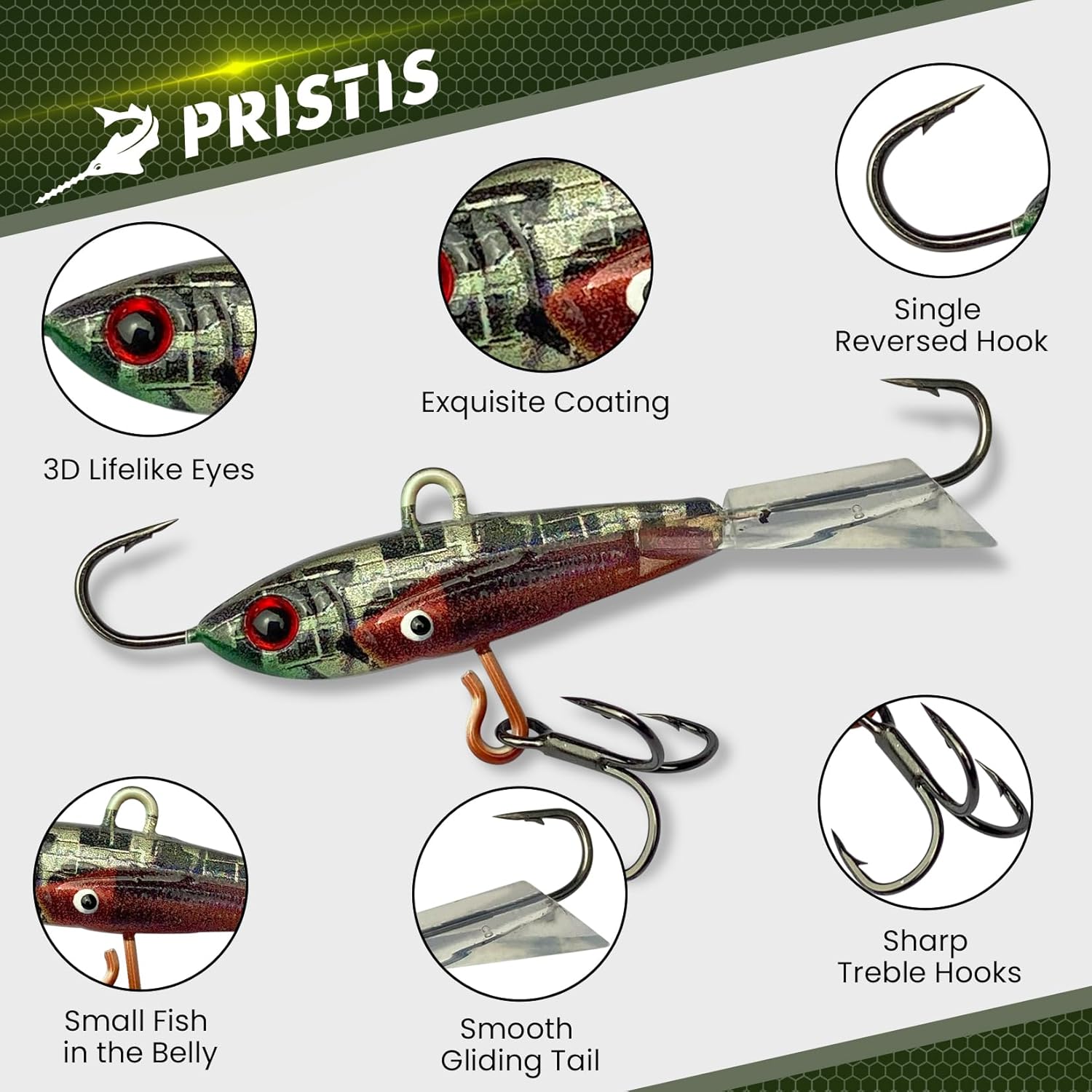 Pristis Multi-Function Fishing Gear Kit, Fishing Plier & 5 pcs Ice Fishing Jigs, Essential Equipment for Fishing in Winter