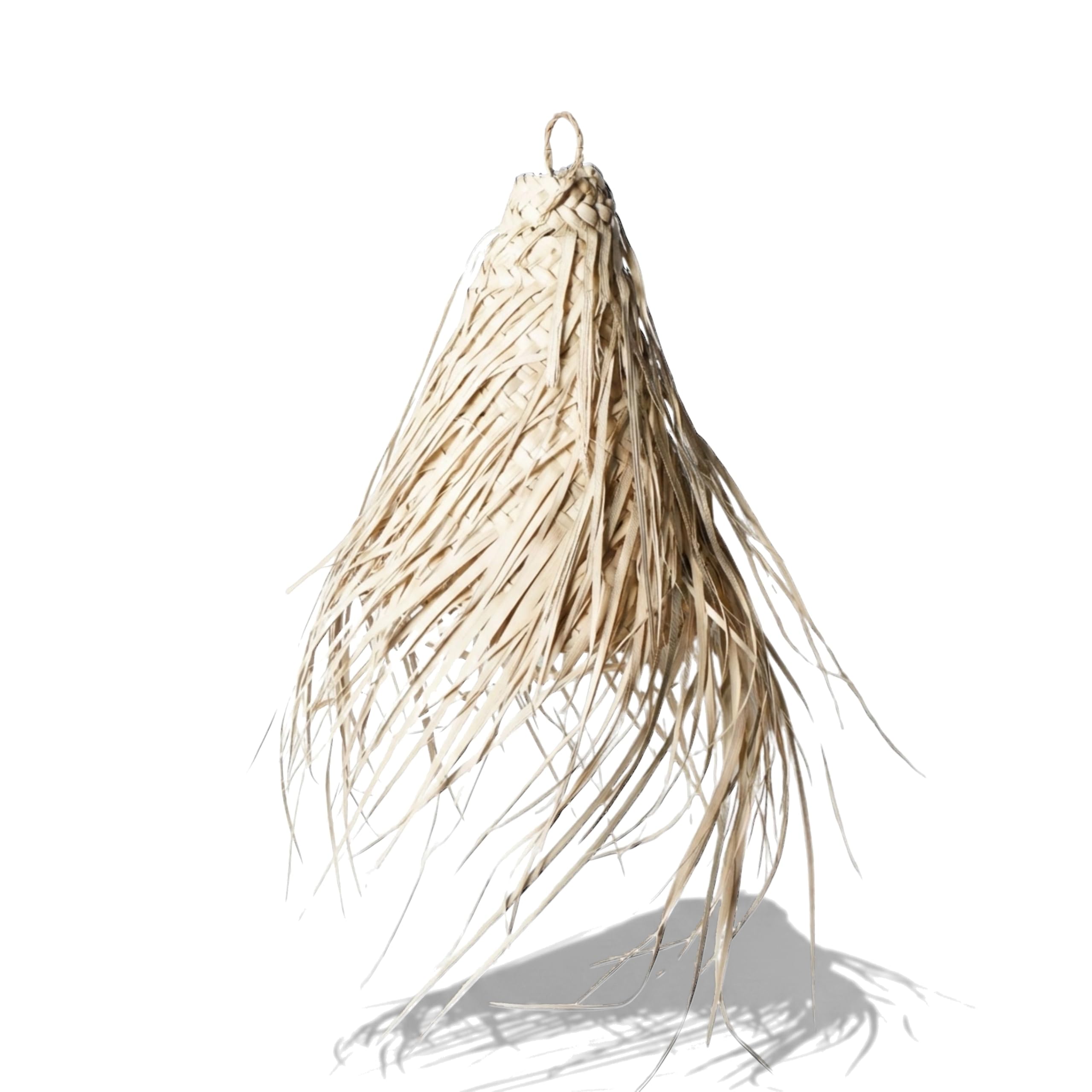 Suspension en Palme Tressée Main - Grand Cône à Franges