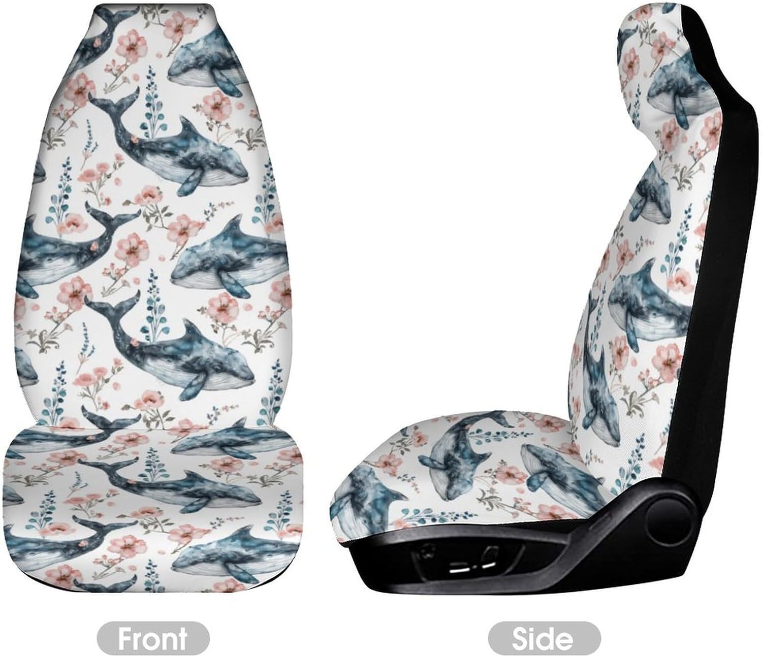 Whale Flower Universal Fit Front Car Seat Cover,Soft Breathable Elastic Seat Protector for Most Cars Truck Van SUV Sedan