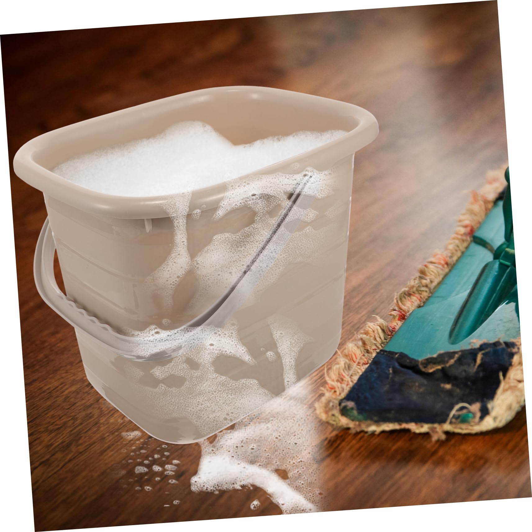 Secchio in Plastica Rettangolare con Manico 11l Khaki | Capienza per Liquidi, Uso Domestico, Tinta Kaki, Pratico per Detergenti e Piccoli Travasi