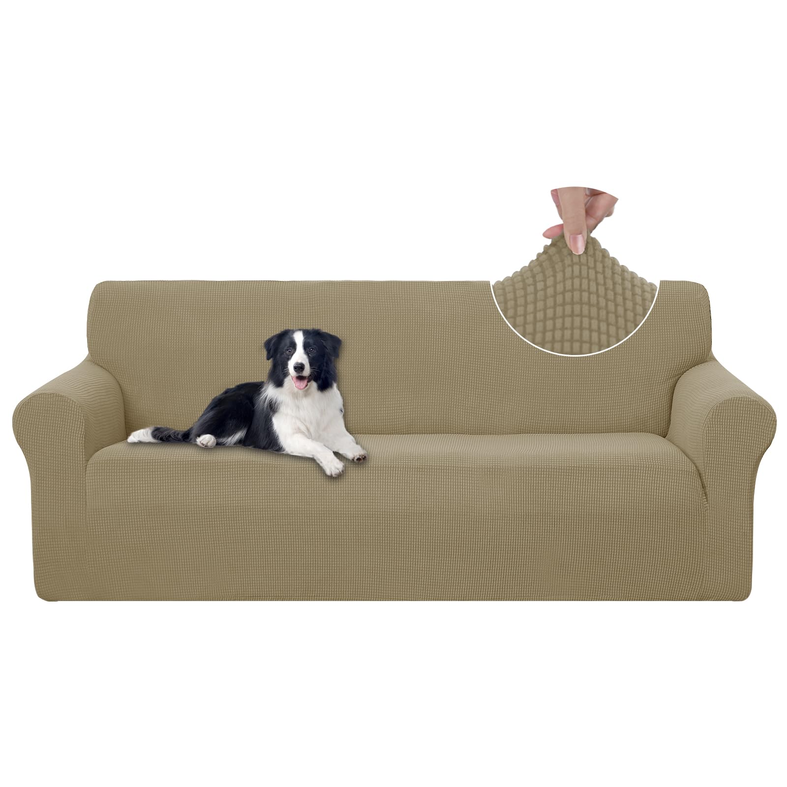 U-NICE HOME Stretch Couch Cover Sofa Cover Sofa Slipcover Furniture Protector for 3 Cushion Couch Sofa Pet Friendly(Sofa, Sand)