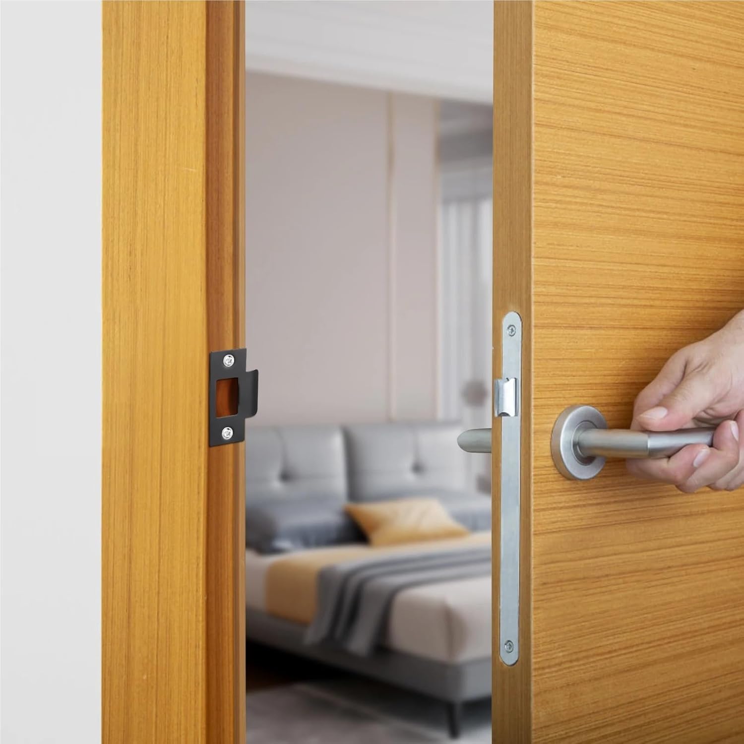 Strike Plate 20 Pcs Door Lock Guide Fixing Plate Panel Deadbolt Strike Black Front Reinforcement Latch