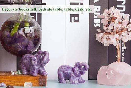 Miniatura 9 de Decoración de elefante de cuarzo fresa de 2 pulgadas, bonita piedra natural pulida tallada a mano de cristal curativo rosa, escultura de estatua de