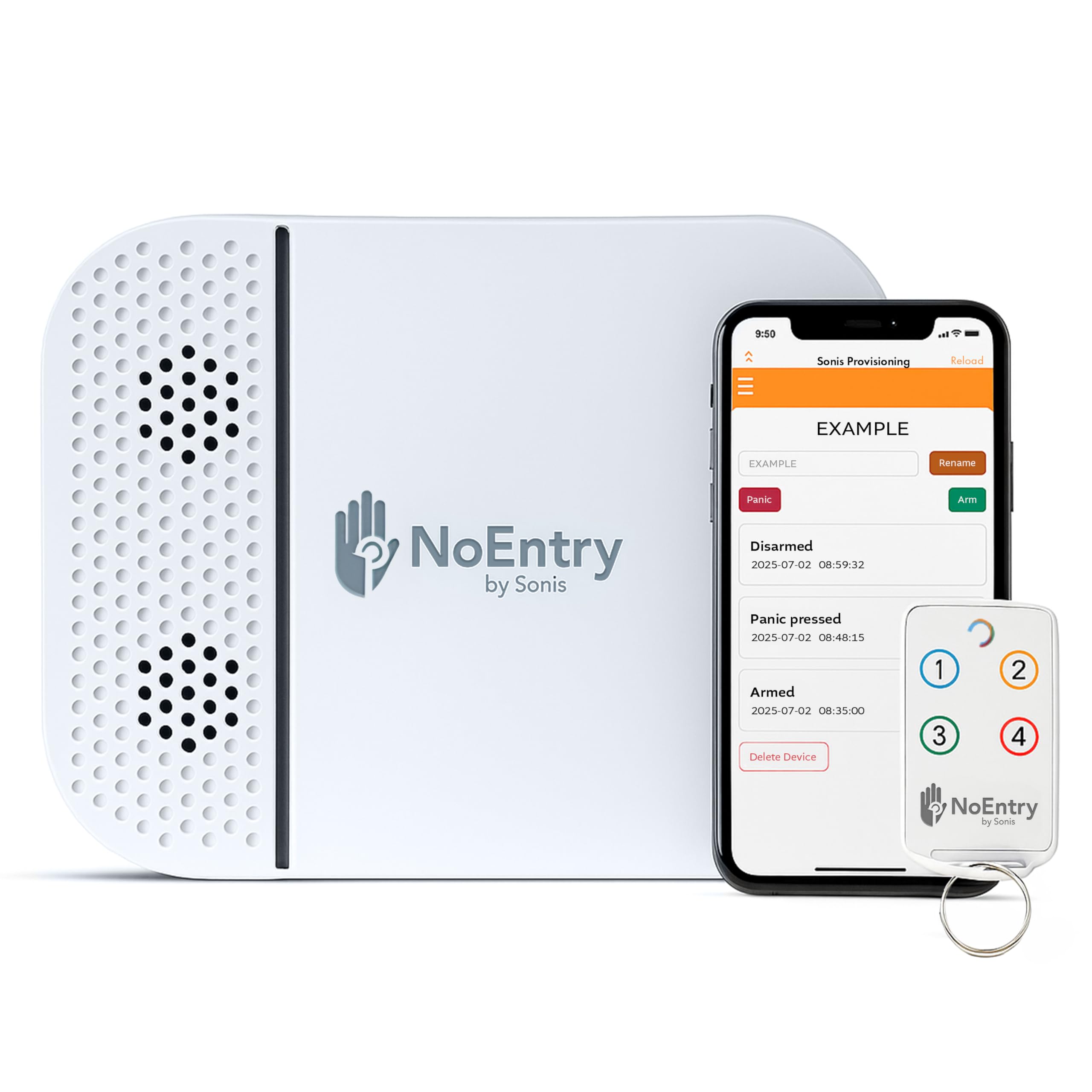 NoEntry by Sonis Wireless Home Alarm System, Patented Acoustic Intruder Detection, Alerts Before Entry, Easy Self-Install