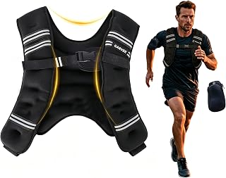 Garvee Weighted Vest for Women Men, 12-30lb Rucking Vest with Phone Pockets | Reflective Stripe Adjustable Buckle for Walking Running Strength Training Fitness Muscle Building Weight Loss Weightlifting