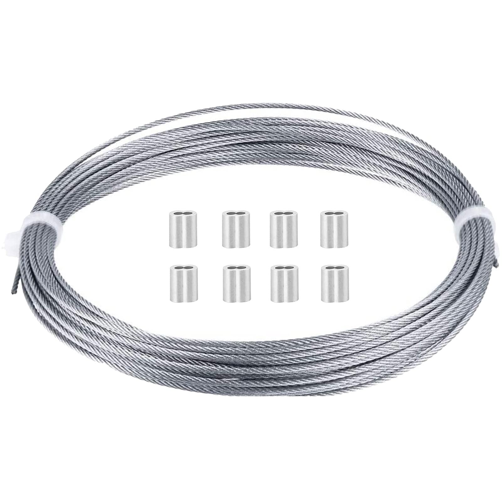 Edelstahldraht, Gartendraht, Edelstahldrahtseil, Flugzeugkabel, 7 x 7 Litzen, 1,5 mm, Silber, 100 m oder 200 m(100M/328ft)