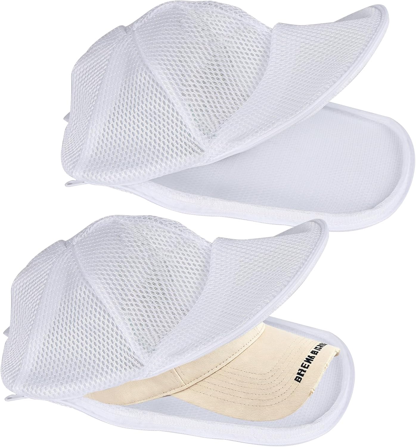 2pcs Baseball Cap Washing Bag Washer Cage White for Washing Machine