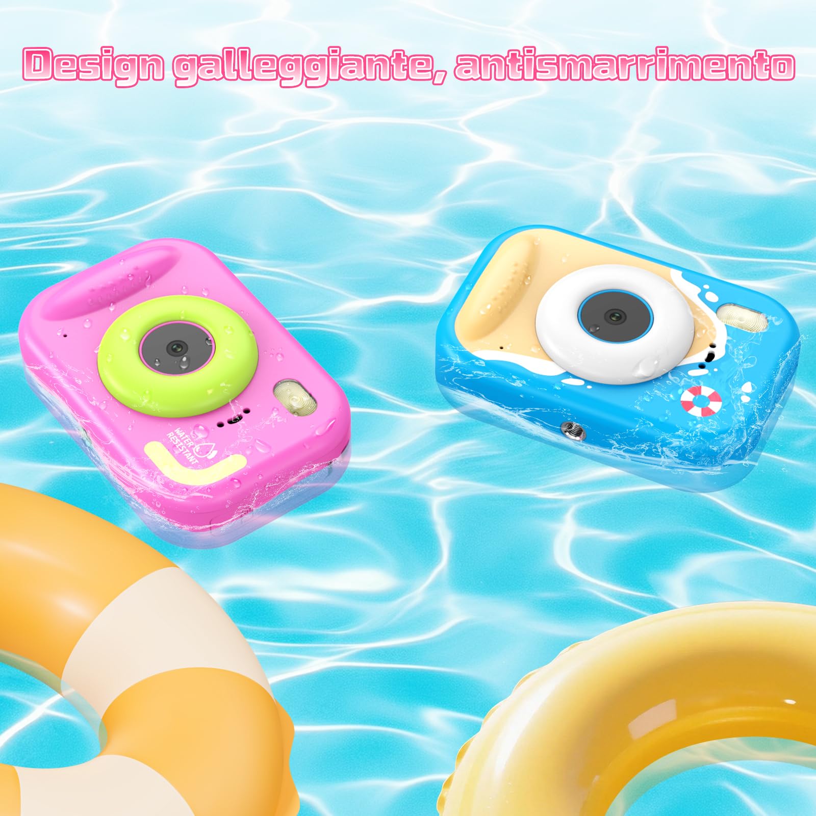 Macchina Fotografica Bambini, 1080P Macchina Fotografica Subacquea Bambini con 2,4" Schermo, 32GB Scheda, 10M/32.8FT Fotocamera Impermeabile Digitale Regalo per Bambini da 3-12 Anni - 4