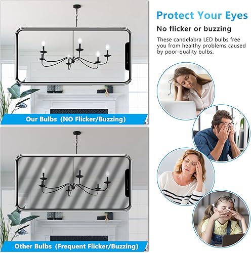 Vista 7 de MAXvolador Bombillas LED regulables E12 Classic Candelabro equivalente a 60 W, luz blanca diurna 5000 K, bombilla LED de 600 lm, bombillas de vela