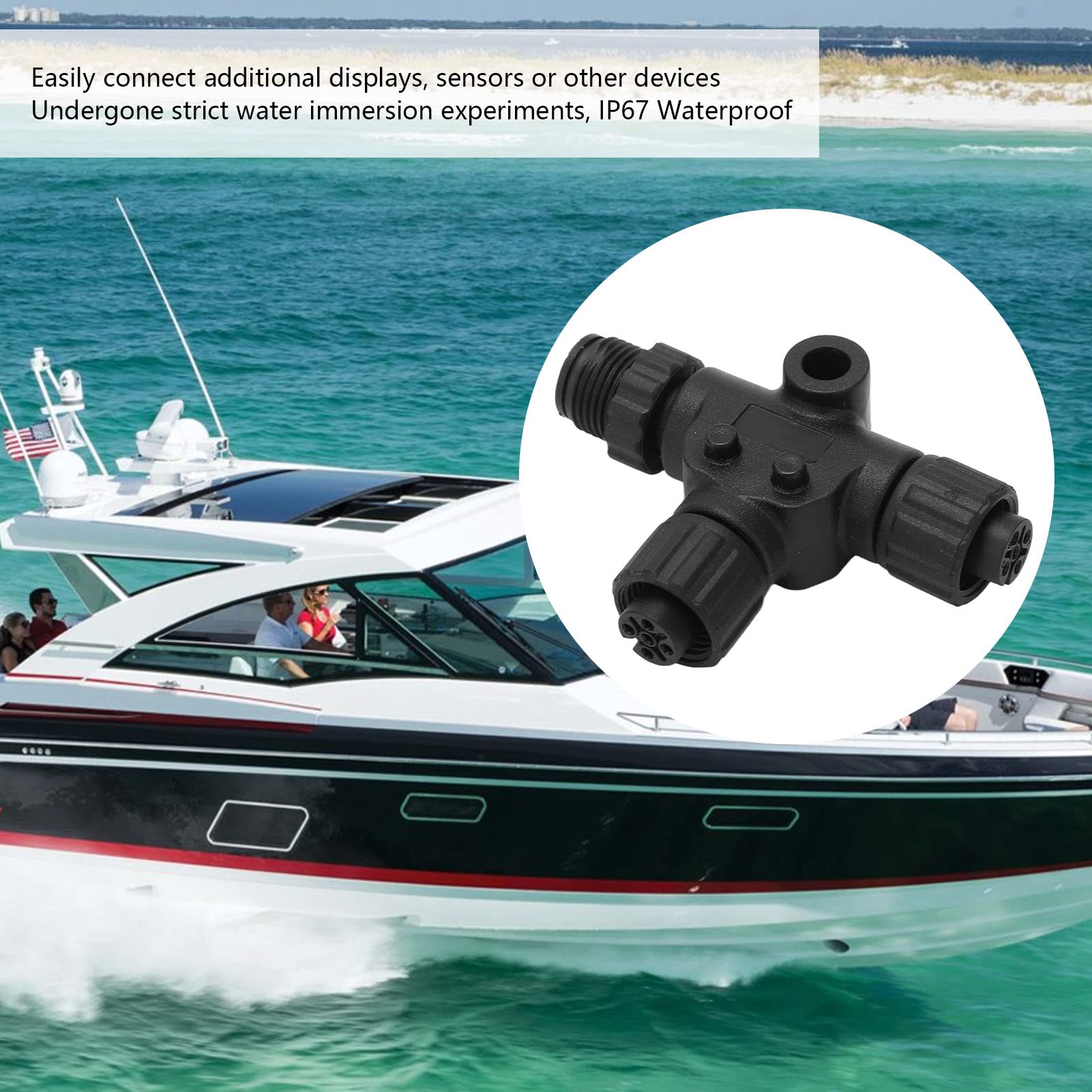 lyrlody Conector en T NMEA 2000, Rosca M12 de 5 Pines IP67 Resistente Al Agua Fabricado en Metal ABS, para Redes Lowrance Simrad B G Navico