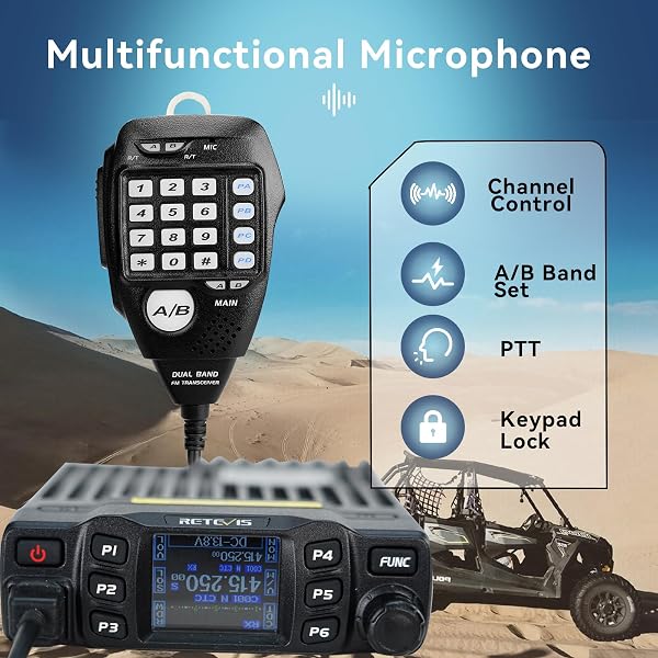 Retevis RT95 Transceptor de Radioaficionado con Antena, Banda Dual, Mini Transceptores Móviles con Pantalla LCD Giratoria Dual, 200 Canales, Antena Móvil SL16/PL259 para Automóvil - 3