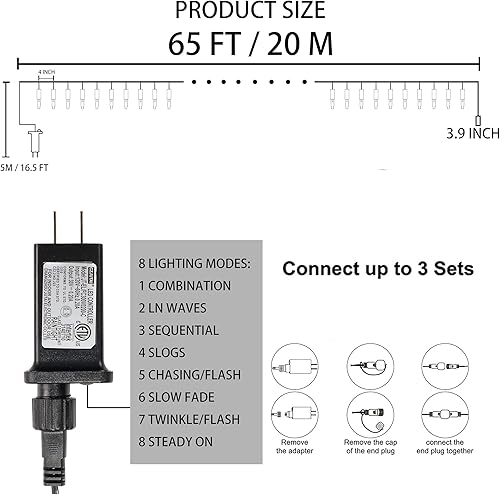 Miniatura 3 de Dazzle Bright 200 luces LED de Halloween, 65 pies, 8 modos, decoración de Halloween, luces de hadas para interiores y exteriores, jardín, fiesta de