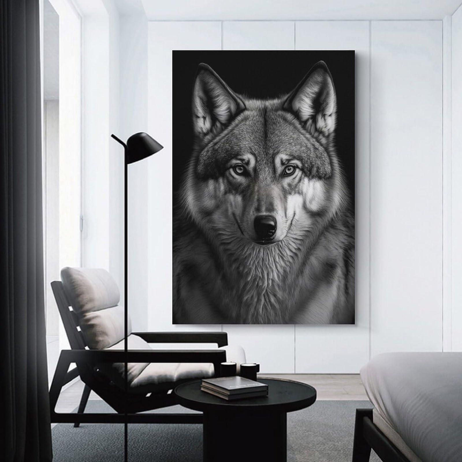 Junmoney Wall Picture Print Portrait of A Wolf, 20x30inch(50x75cm), for Living Room, Lounge Or Sitting Room, Modern Wall Decor for Cosy Interiors